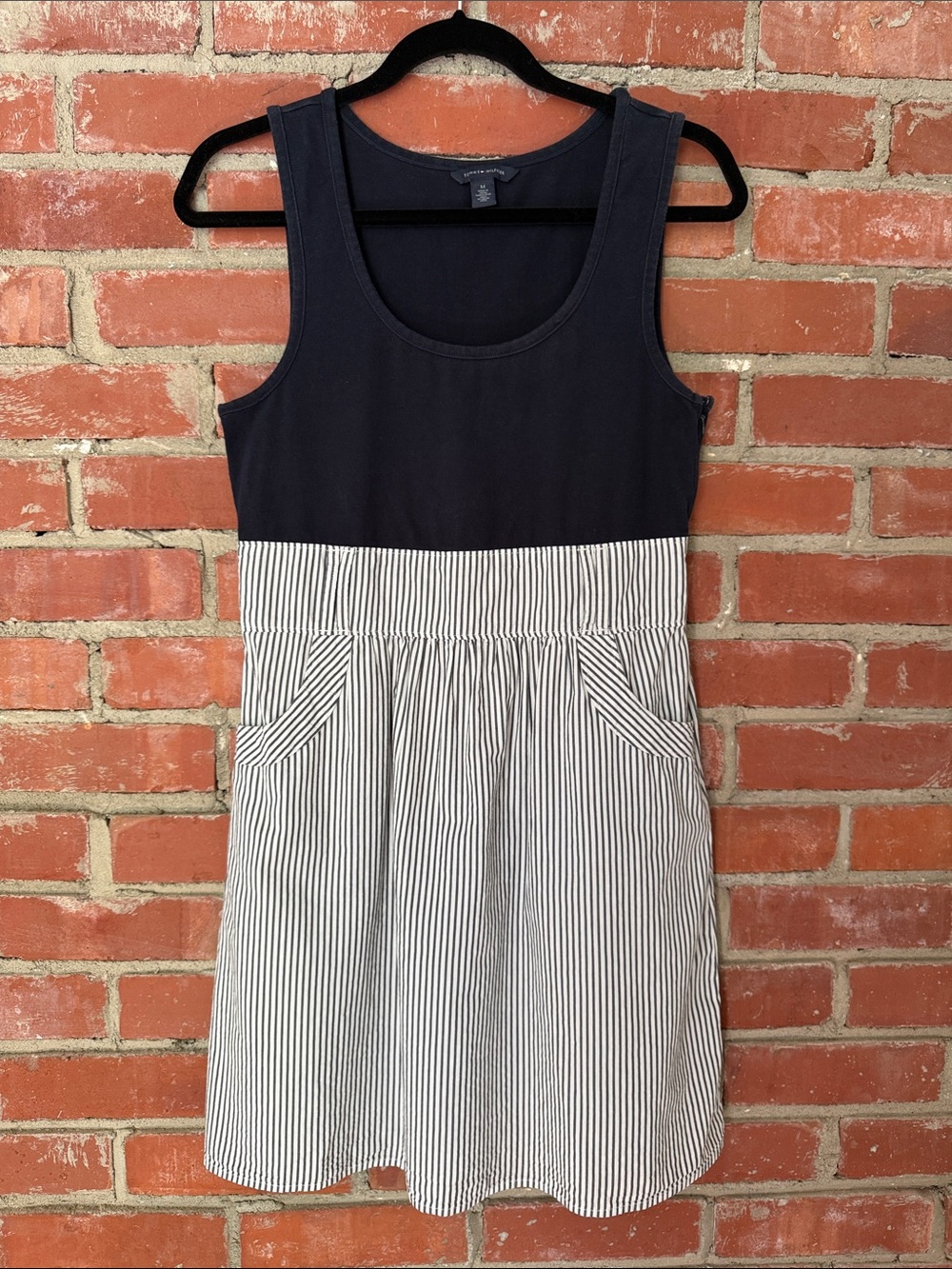 Tommy Hilfiger Navy Tank Dress with Pinstripe Skirt